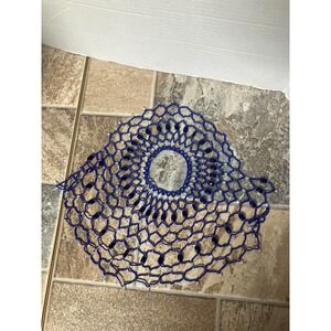 Blue‎ Beaded Net Hair Net Vintage Braided Hair Accessory